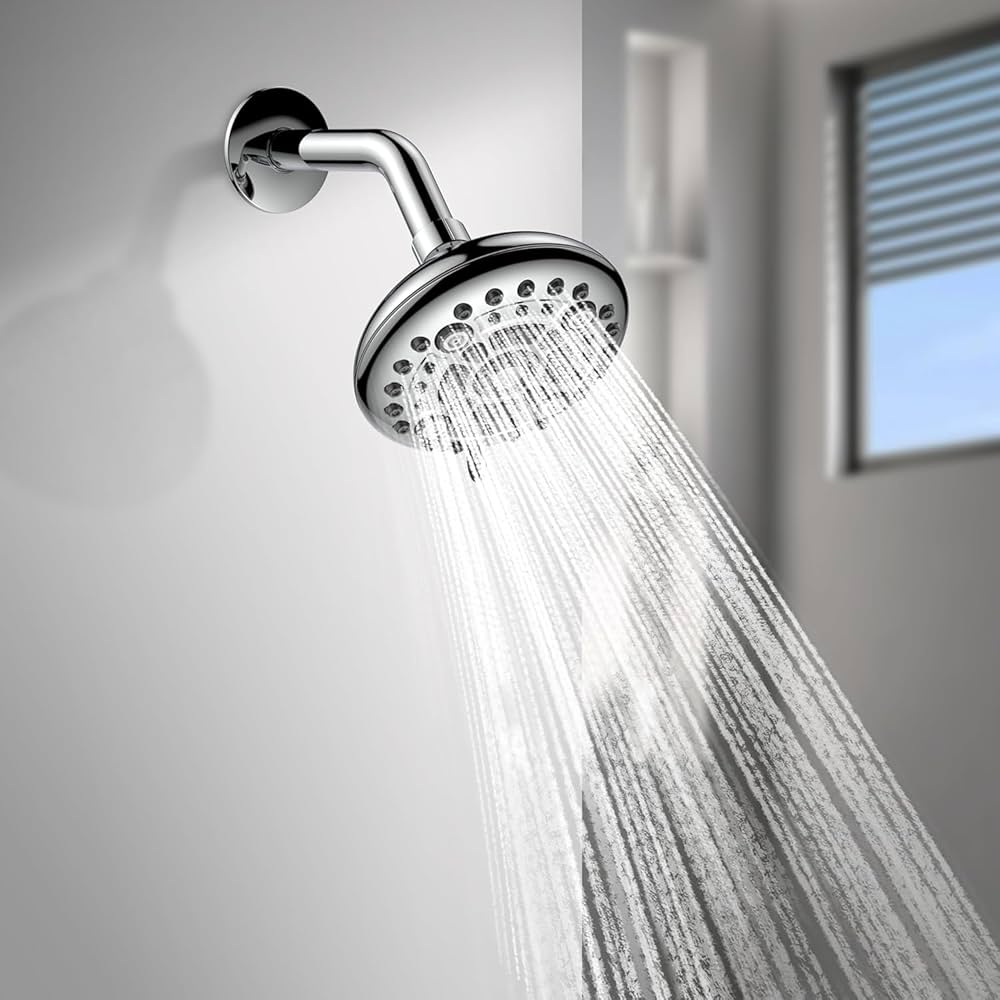 Overhead Shower With Arm and Wall